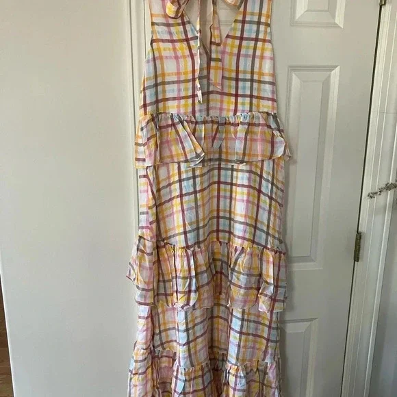 Cinq à Sept Astor V-neck Tiered Plaid Print Maxi Dress - Picture 11 of 13